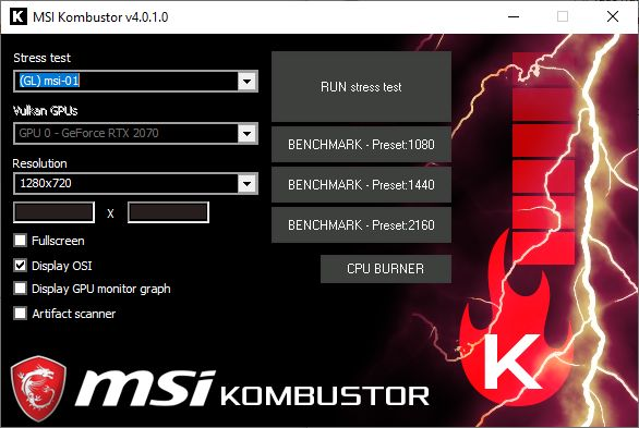MSI Kombustor V4 Benchmarking Tool For Windows